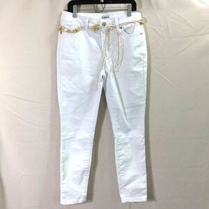 D Jeans White Ankle Skinny Jeans Womens Size 4 Stretch Denim Mid Rise Belted
